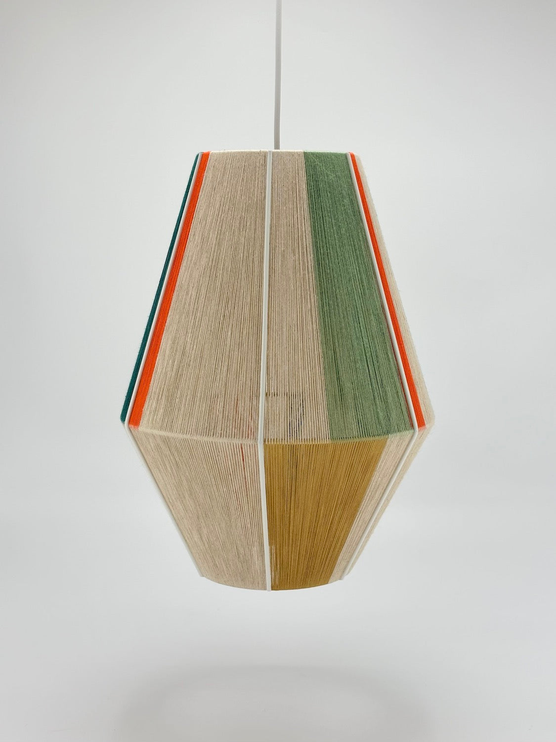 back view of Bree Baya pendant light in multi-colour and natural yarns by Skye Lightly