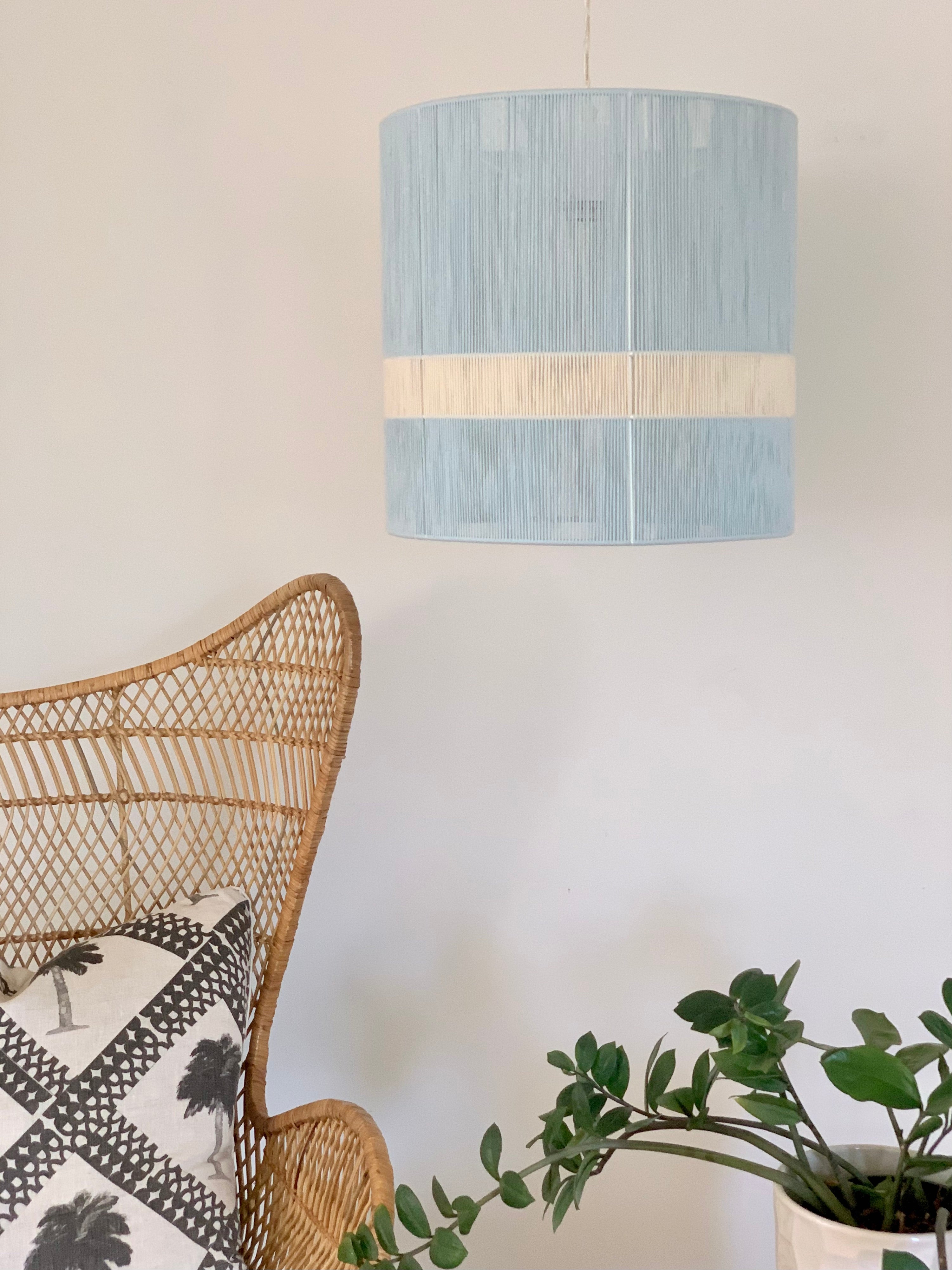 close lifestyle shot of Hey Day Baya Large pendant light in lilac and eucalyptus by Skye Lightly
