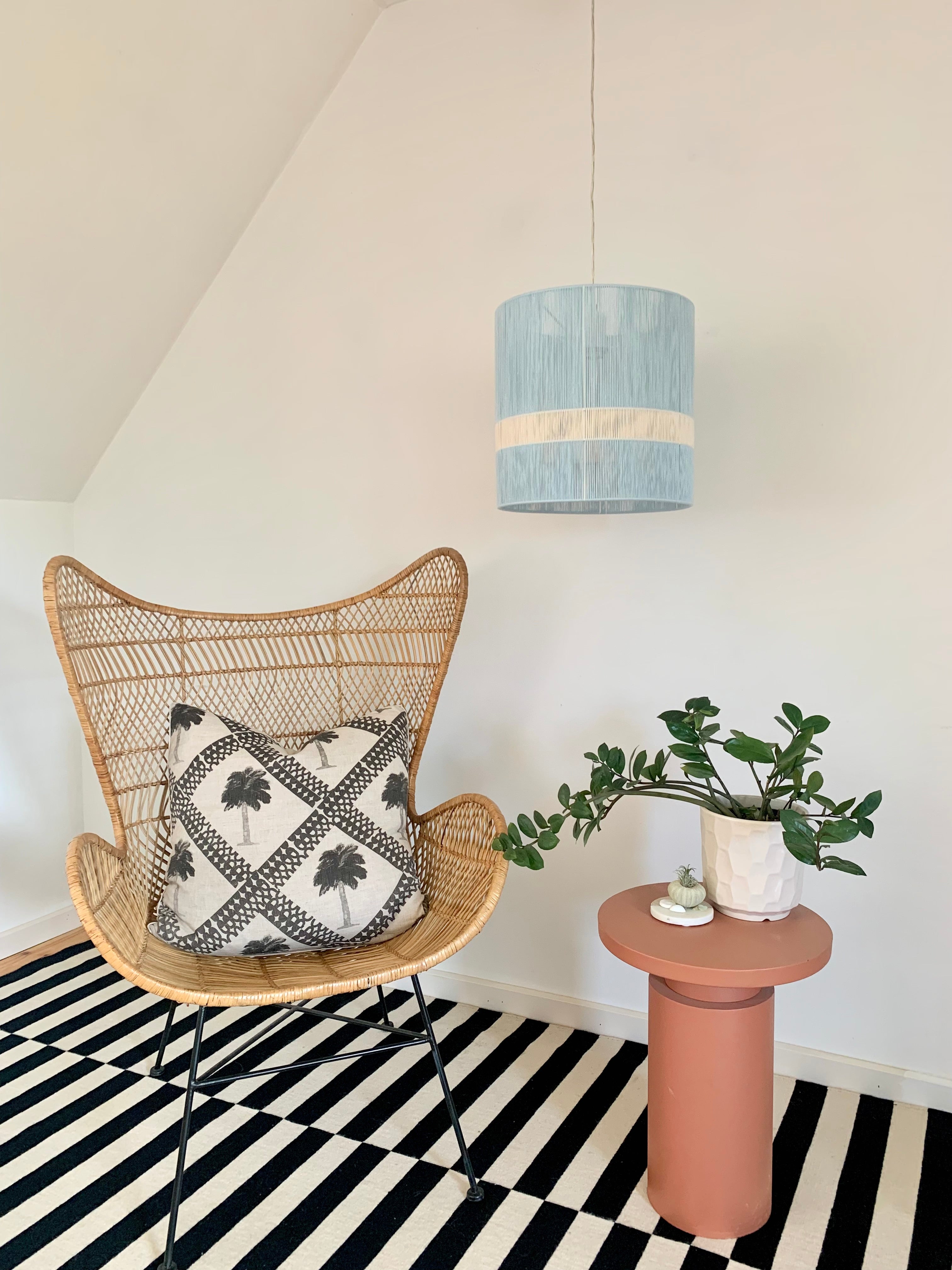lifestyle shot of Hey Day Baya Large pendant light in lilac and eucalyptus by Skye Lightly
