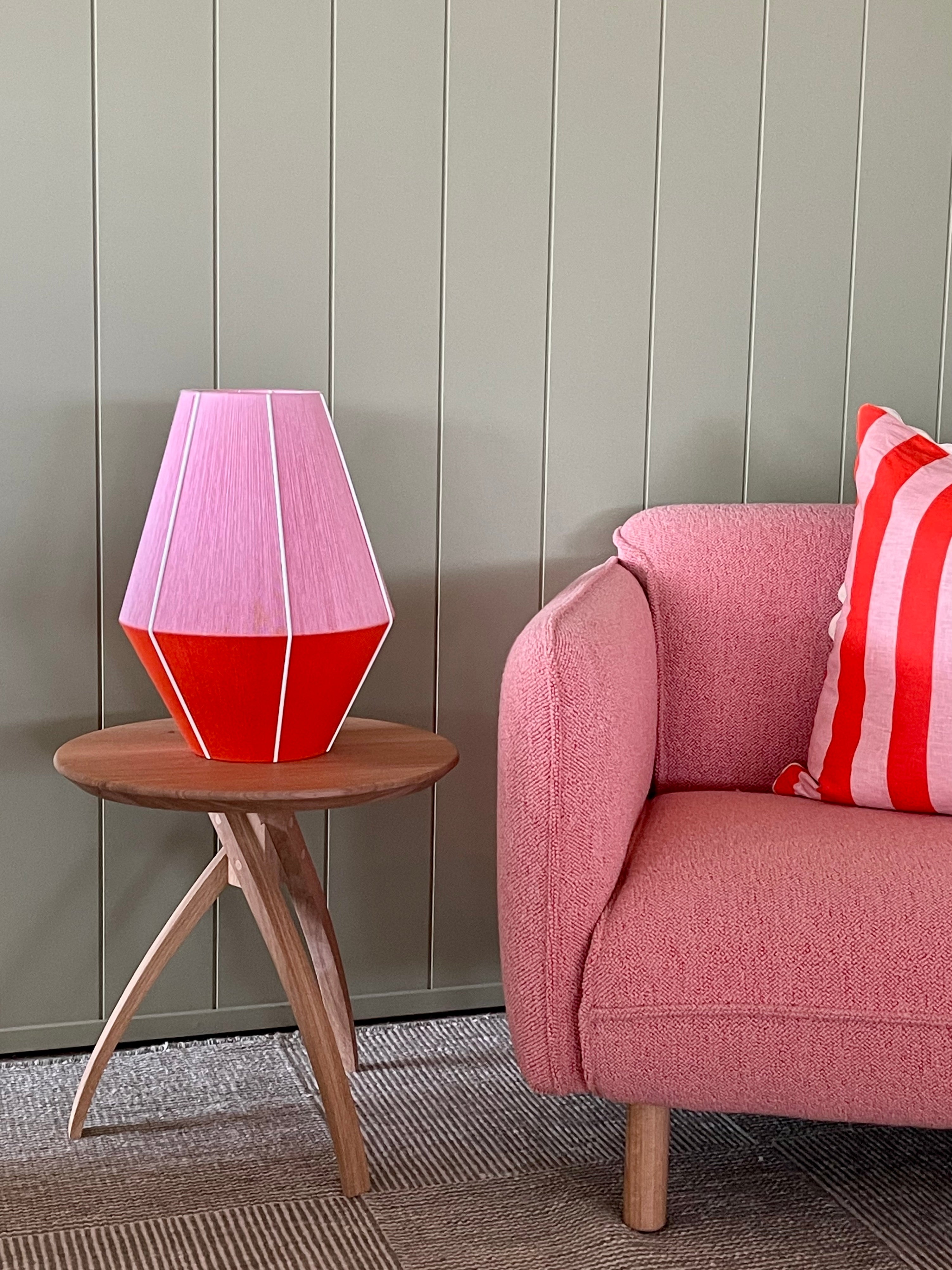 Taylor Baya pendant light handwoven in mustard, peach, lilac, and natural yarns by Skye Lightly 2
