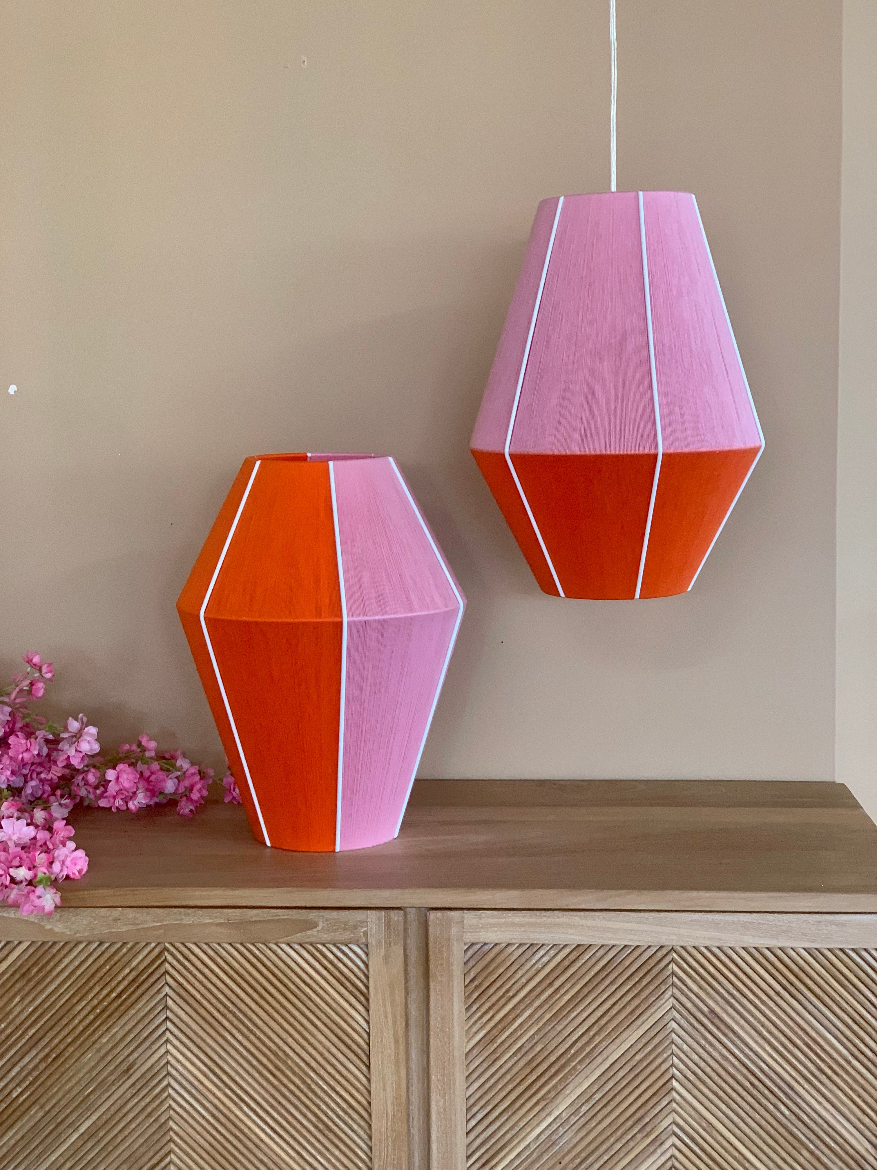 collection image 1 of Taylor Baya pendant light handwoven in mustard, peach, lilac, and natural yarns by Skye Lightly
